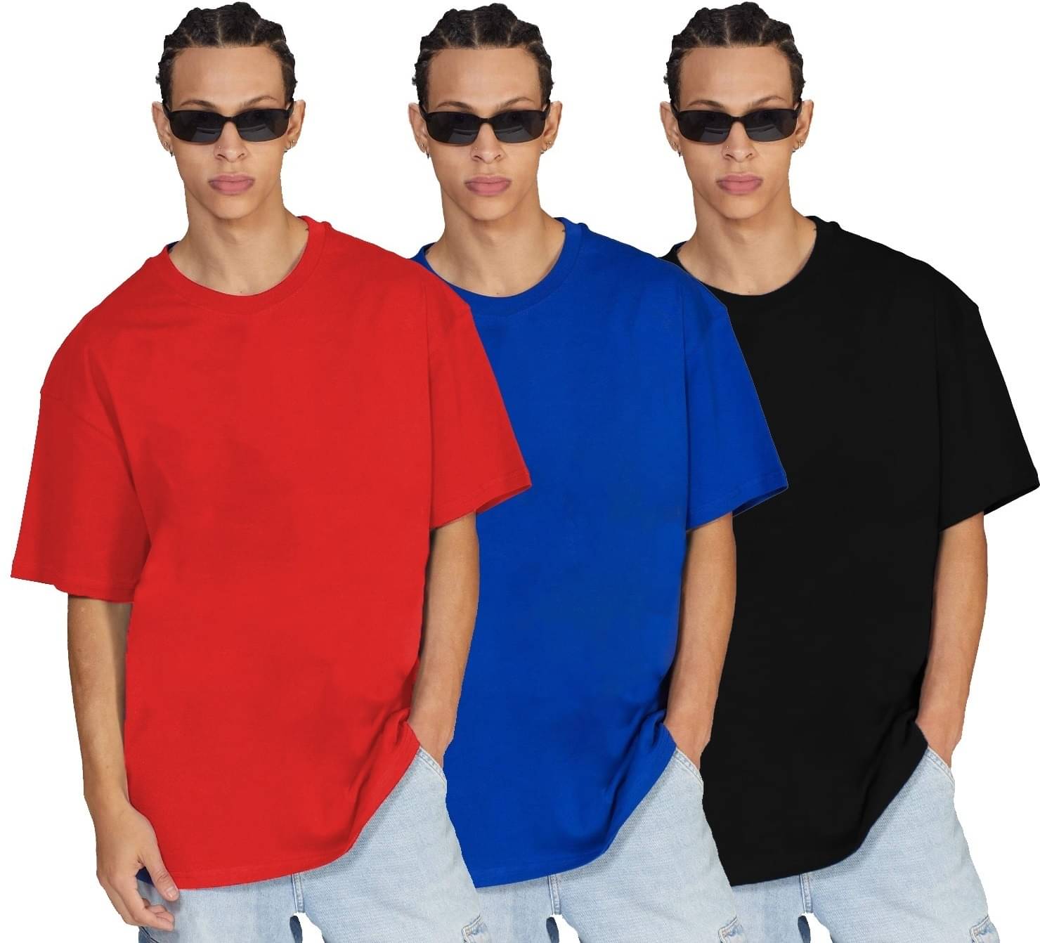 Leotude Pack of 3 Cotton Blend Oversized Fit Men's T-Shirt ( Black ) Leotude Pack of 3 Cotton Blend Oversized Fit Men's T-Shirt ( Black )