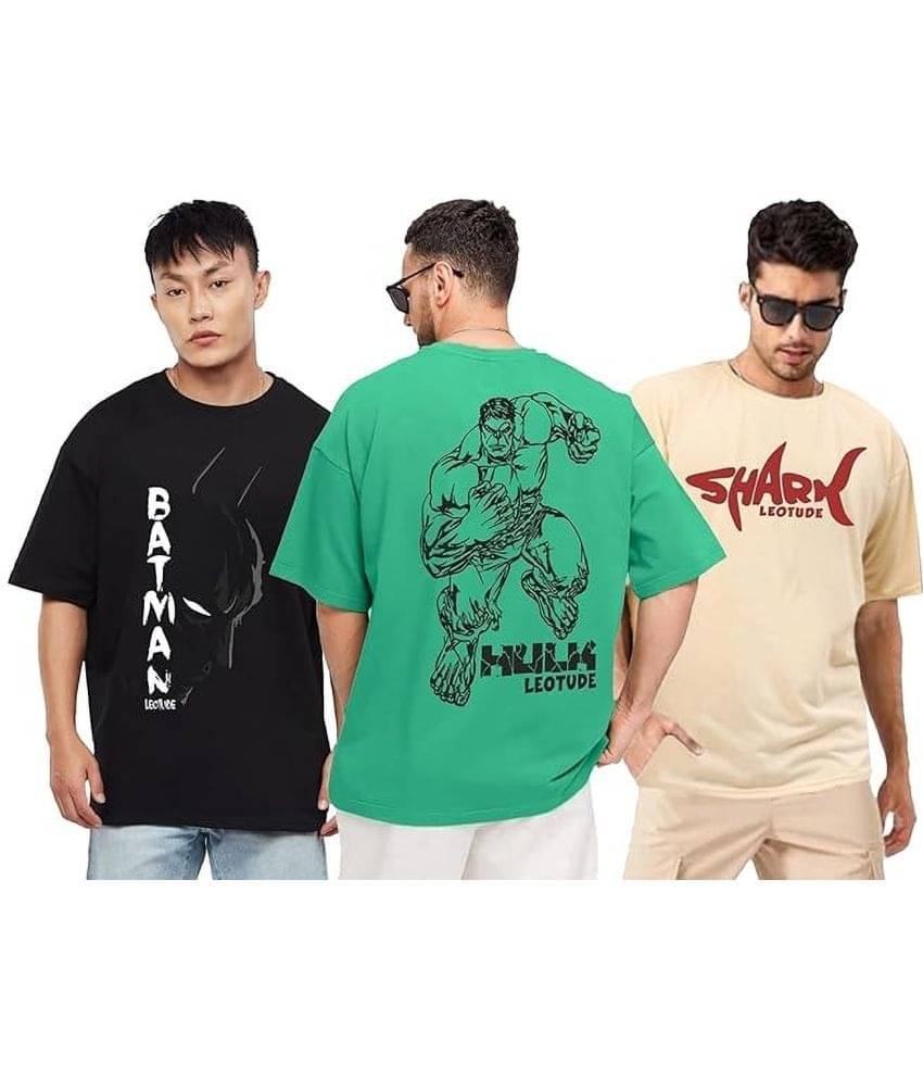 Leotude Men Cotton Blend Oversized Fit Printed T-Shirt ( Black ) Leotude Men Cotton Blend Oversized Fit Printed T-Shirt ( Black )