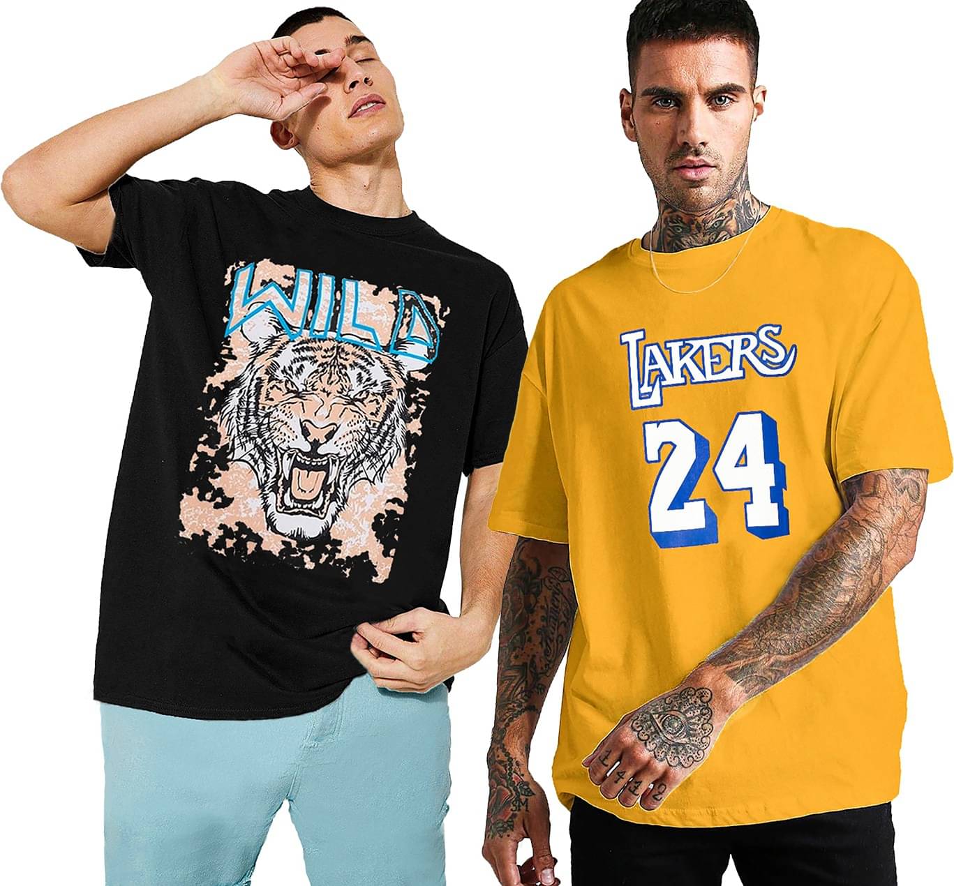     			Leotude Pack of 2 Cotton Blend Oversized Fit Men's T-Shirt ( Black )