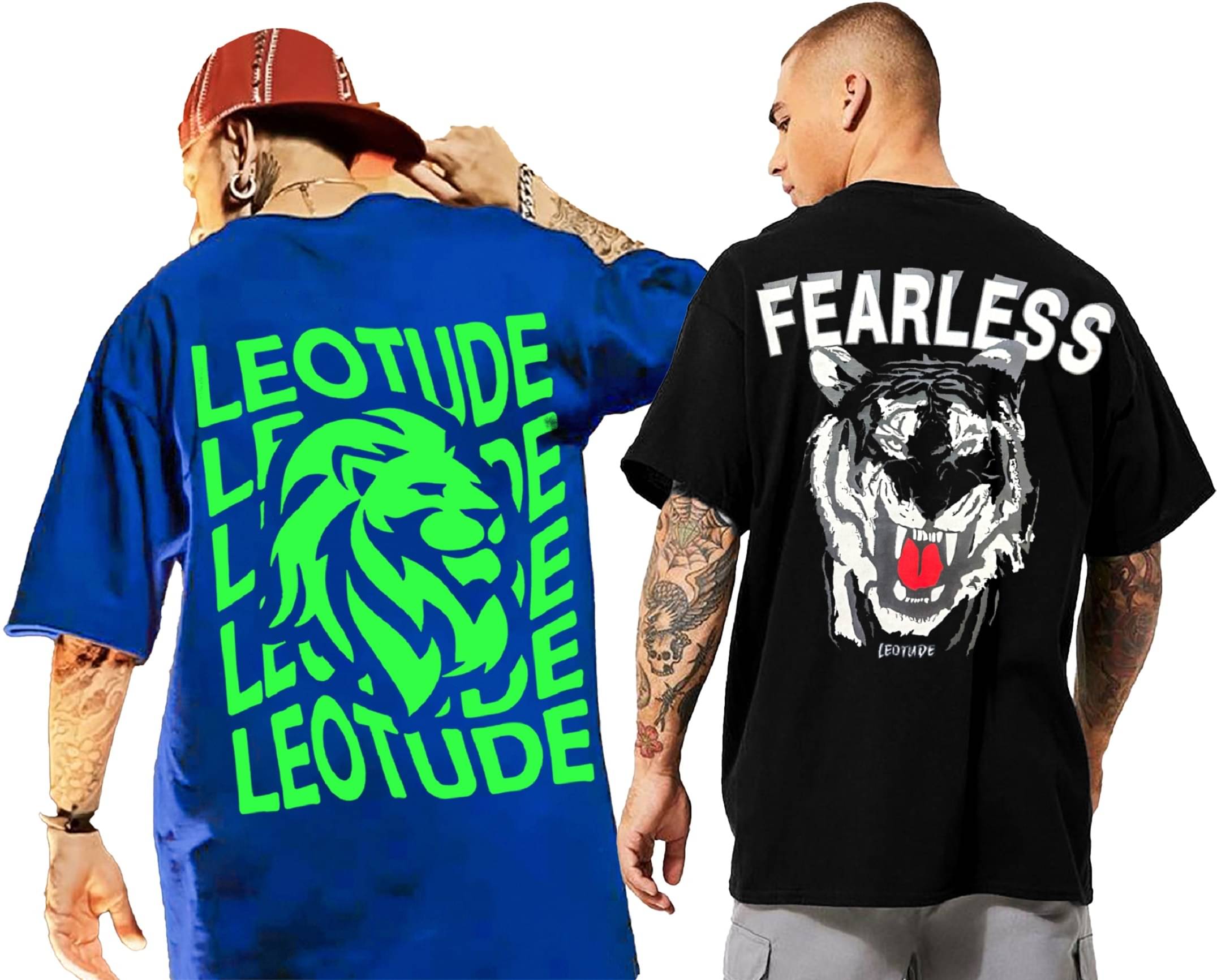 Leotude Pack of 2 Cotton Blend Oversized Fit Men's T-Shirt ( Black ) Leotude Pack of 2 Cotton Blend Oversized Fit Men's T-Shirt ( Black )