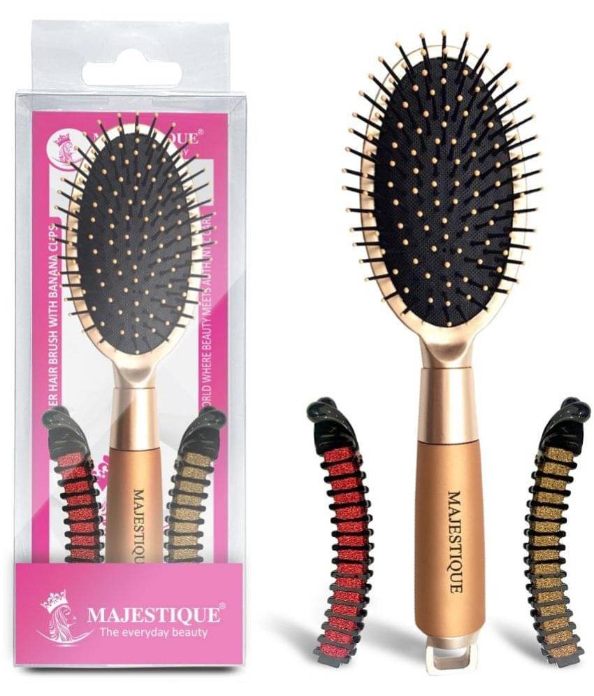 Majestique Detangler Hair Brush with Banana Clips for Thick Hair and Non-slip - 3Pcs/Multicolor Majestique Detangler Hair Brush with Banana Clips for Thick Hair and Non-slip - 3Pcs/Multicolor