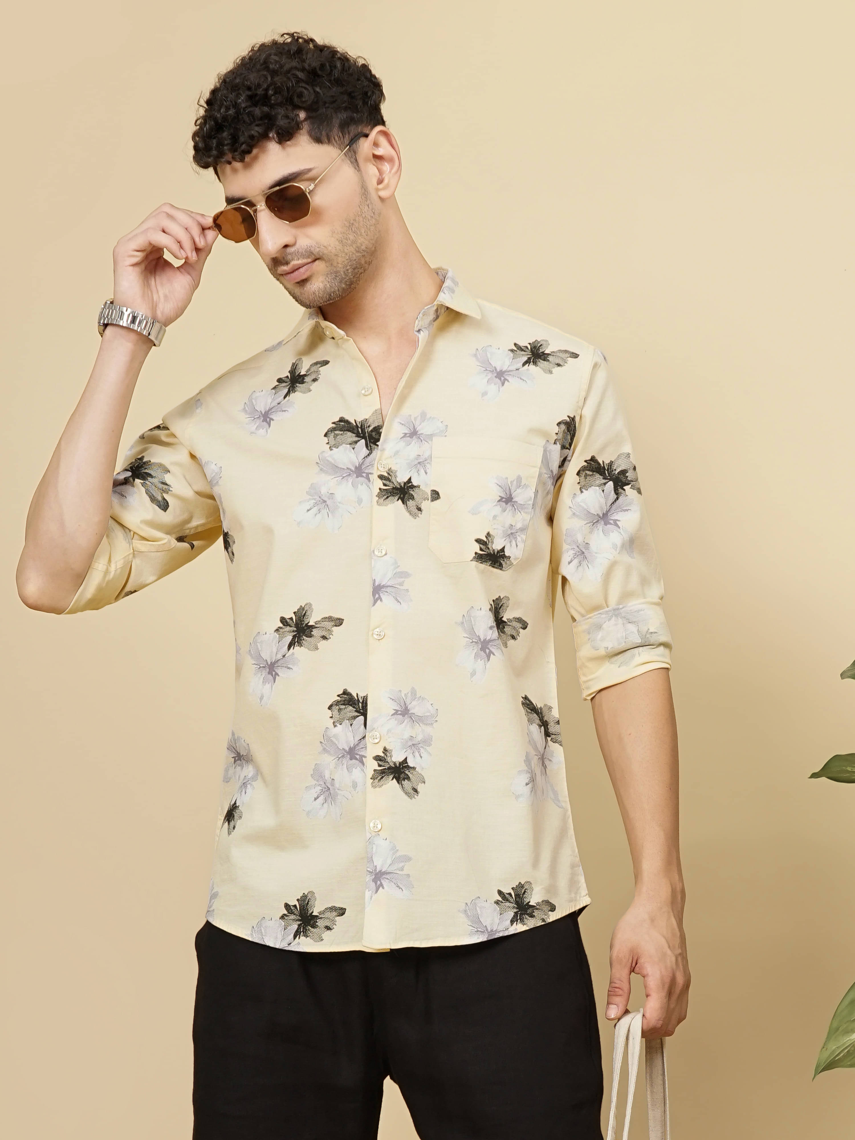     			Paul Street Linen Slim Fit Printed Full Sleeves Men's Casual Shirt - Yellow ( Pack of 1 )
