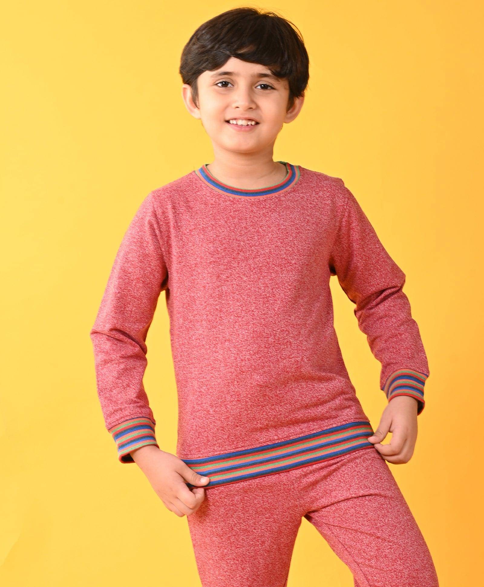     			RED SPACE DYED RIBBED FLEECE SWEATSHIRT - RED