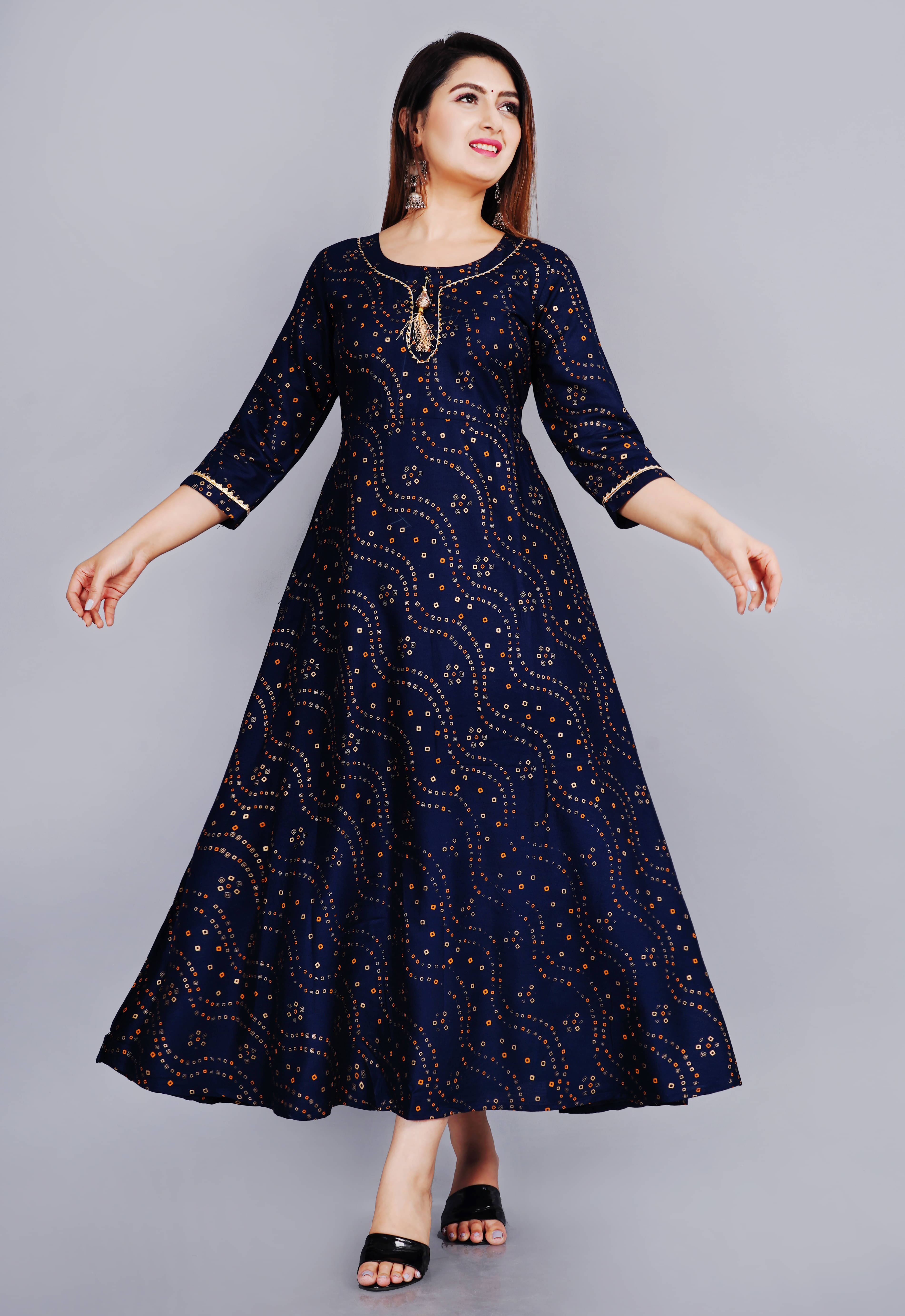     			SIPET Rayon Printed Anarkali Women's Kurti - Blue ( Pack of 1 )