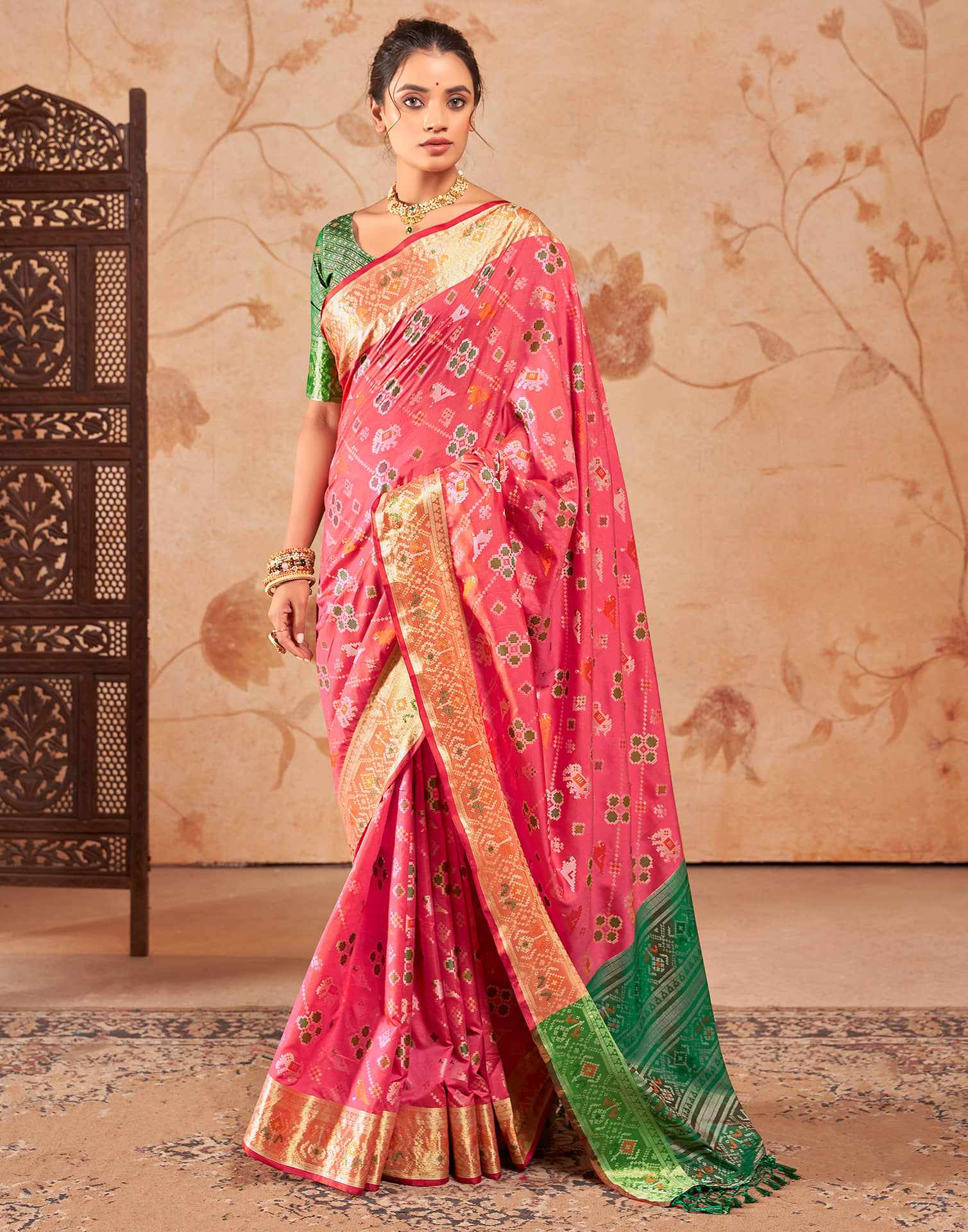 Samah Art Silk Woven Saree With Unstitched Blouse Piece ( Pink ) - Sarees | Buy online on ZillyBuy