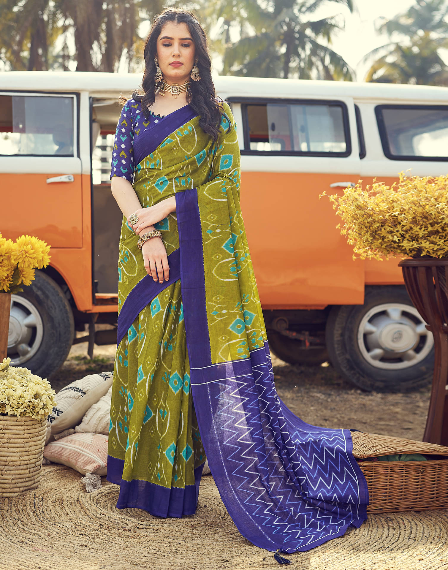 Samah Cotton Printed Ready to Wear Saree With Unstitched Blouse Piece ( Lime Green ) Samah Cotton Printed Ready to Wear Saree With Unstitched Blouse Piece ( Lime Green )