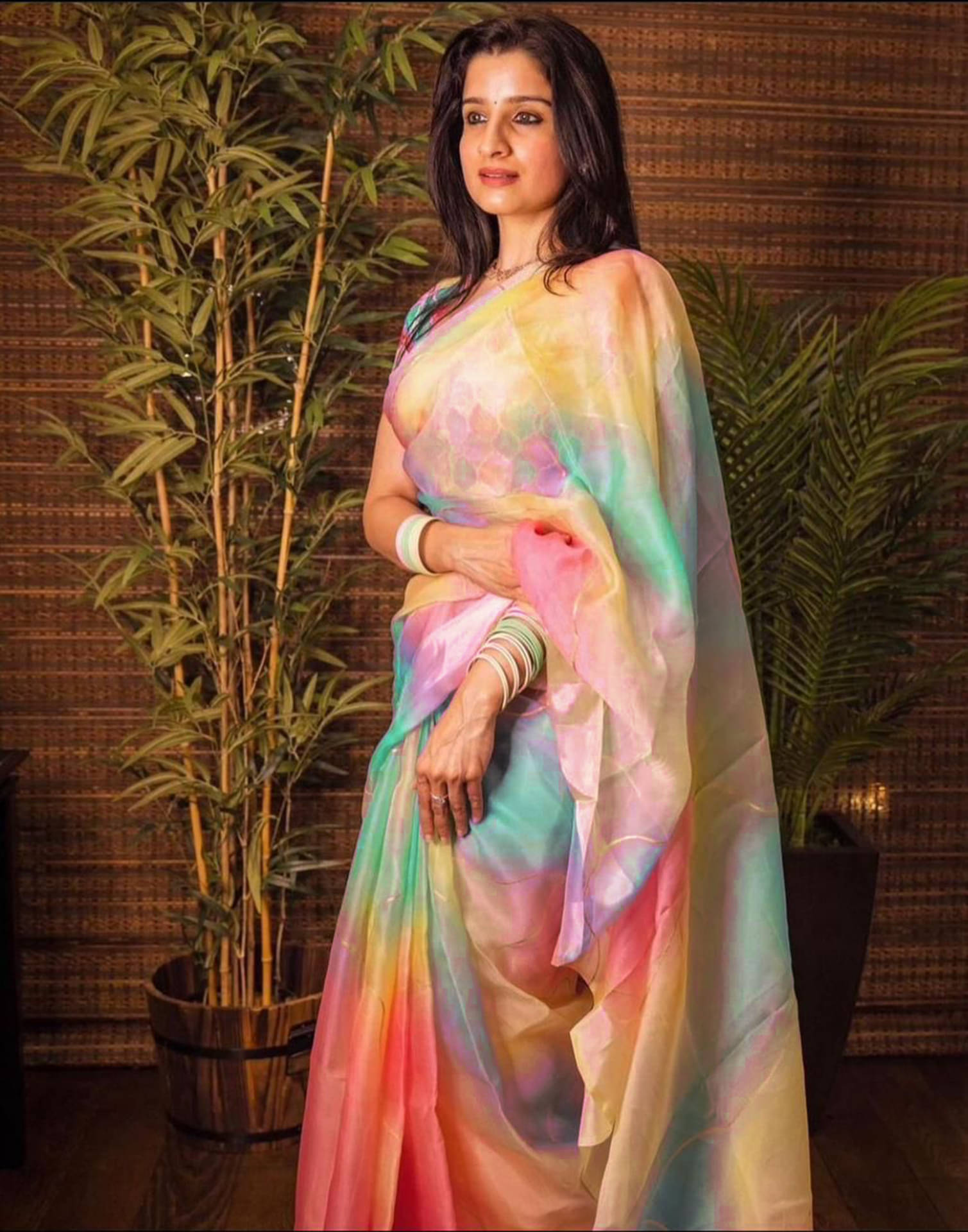 Samah Organza Printed Saree With Unstitched Blouse Piece ( Multicolor ) Samah Organza Printed Saree With Unstitched Blouse Piece ( Multicolor )