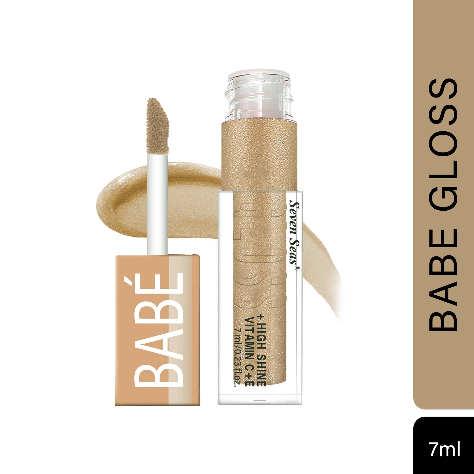 Seven Seas Babe Glittery Lip Gloss With High Shine Lip Color For Glossy Look (Pink)