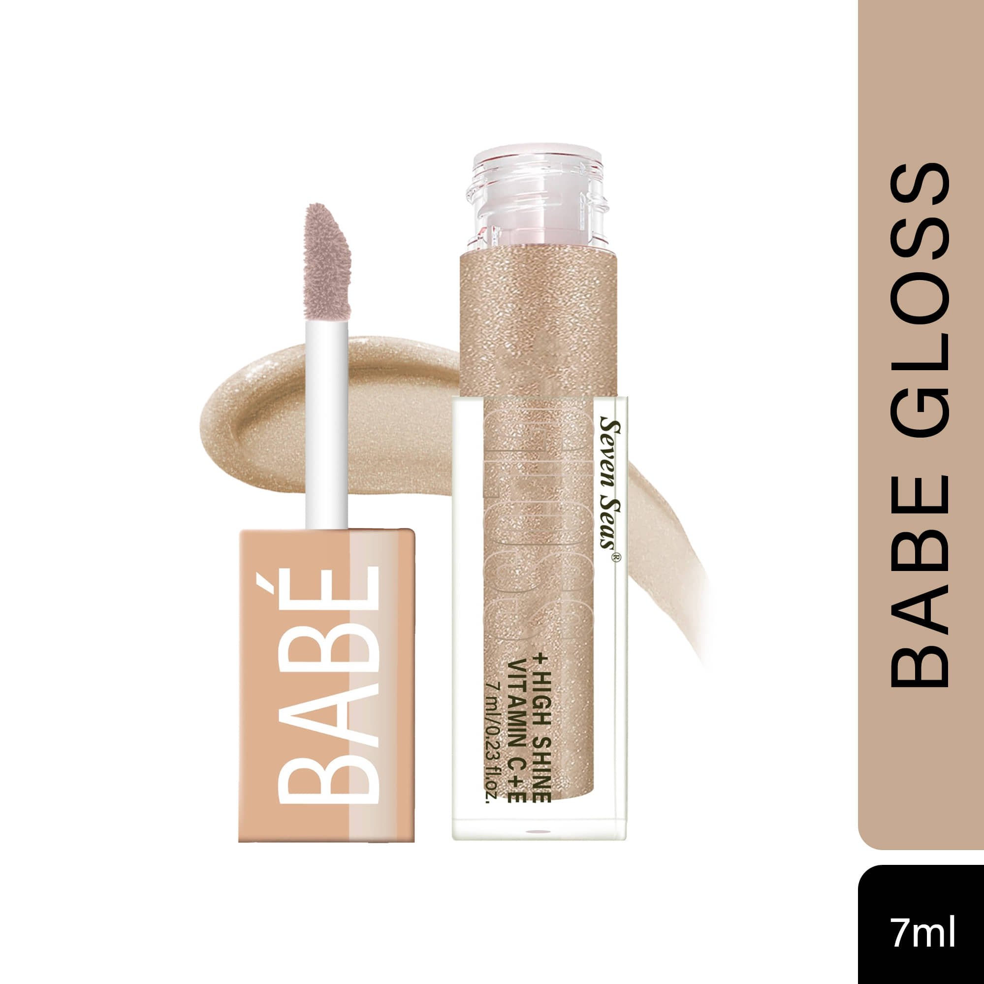 Seven Seas Babe Glittery Lip Gloss With High Shine Lip Color For Glossy Look (Pink)