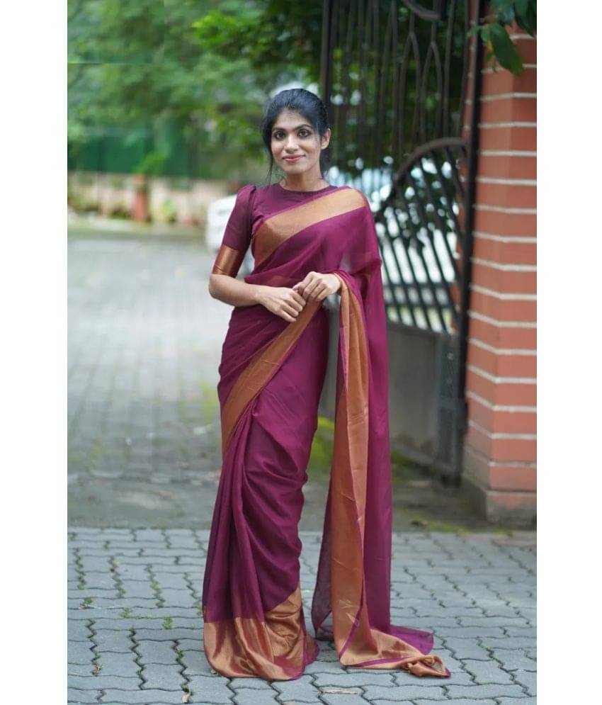     			Sidhidata Chiffon Solid Ready to Wear Saree With Unstitched Blouse Piece ( Magenta )