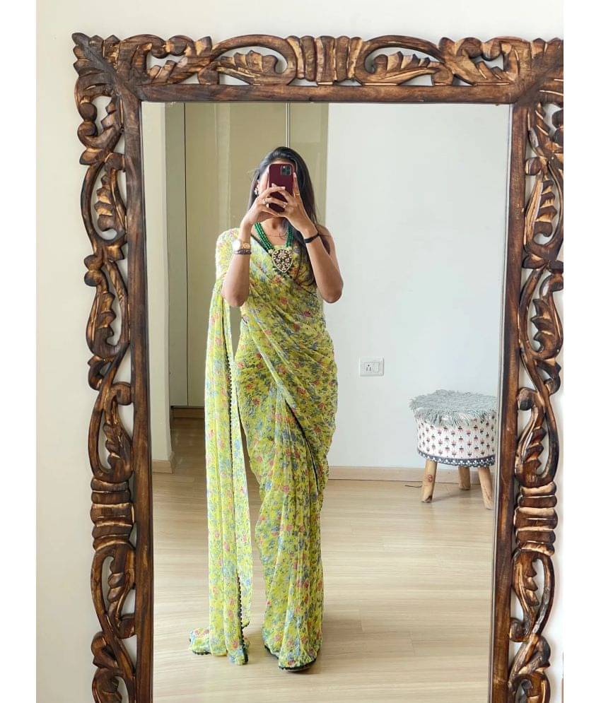 Sidhidata Georgette Printed Ready to Wear Saree With Unstitched Blouse Piece ( Multicolour ) Sidhidata Georgette Printed Ready to Wear Saree With Unstitched Blouse Piece ( Multicolour )