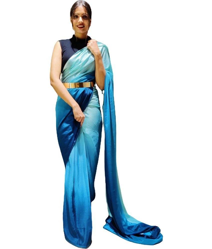     			Sidhidata Synthetic Dyed Ready to Wear Saree With Unstitched Blouse Piece ( Turquoise )