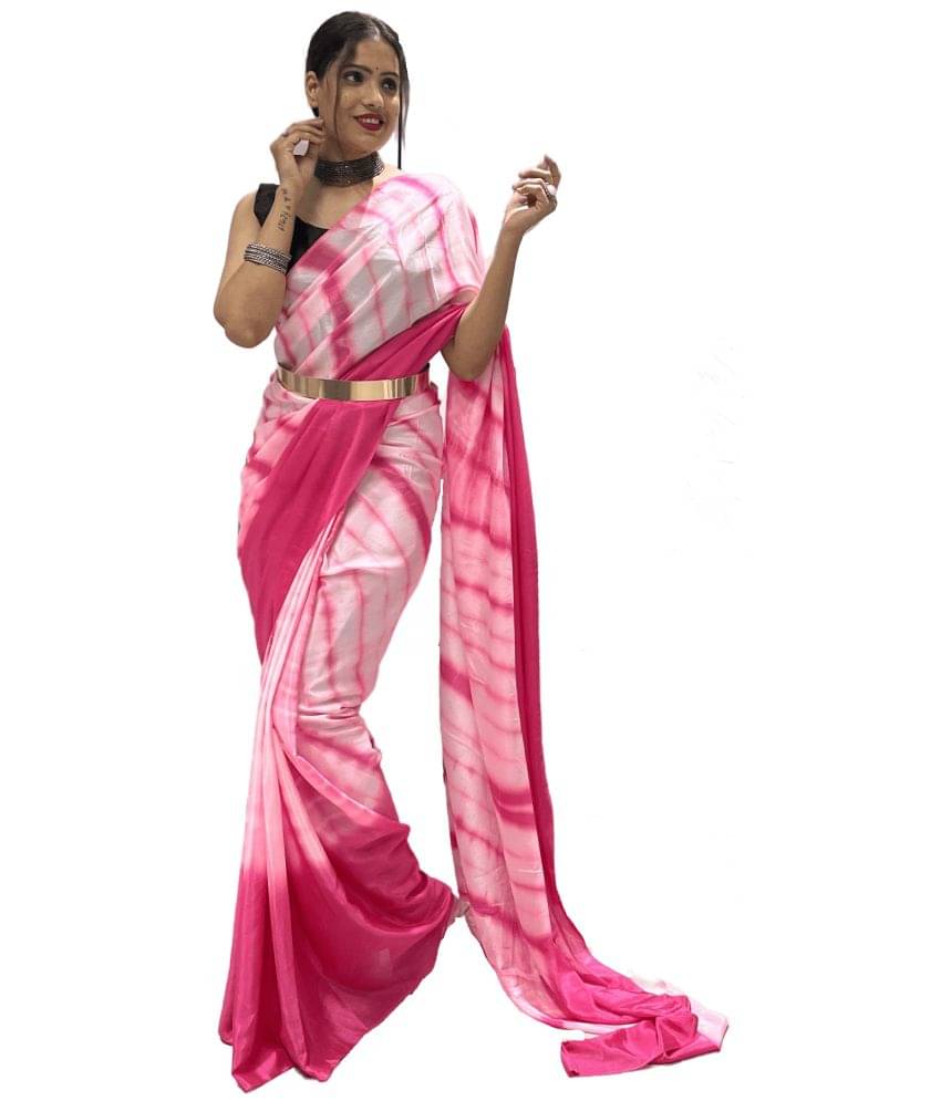     			Sidhidata Synthetic Self Design Ready to Wear Saree With Unstitched Blouse Piece ( Pink )