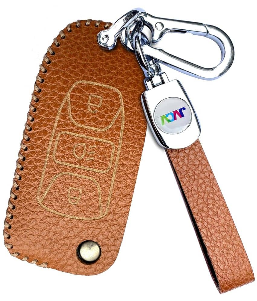 Soft Handmade Lychee Pattern Leather Key Cover Compatible with Tata Tiago Tigor Punch Hexa Nexon Zest Bolt Safari Storme Flip Key
