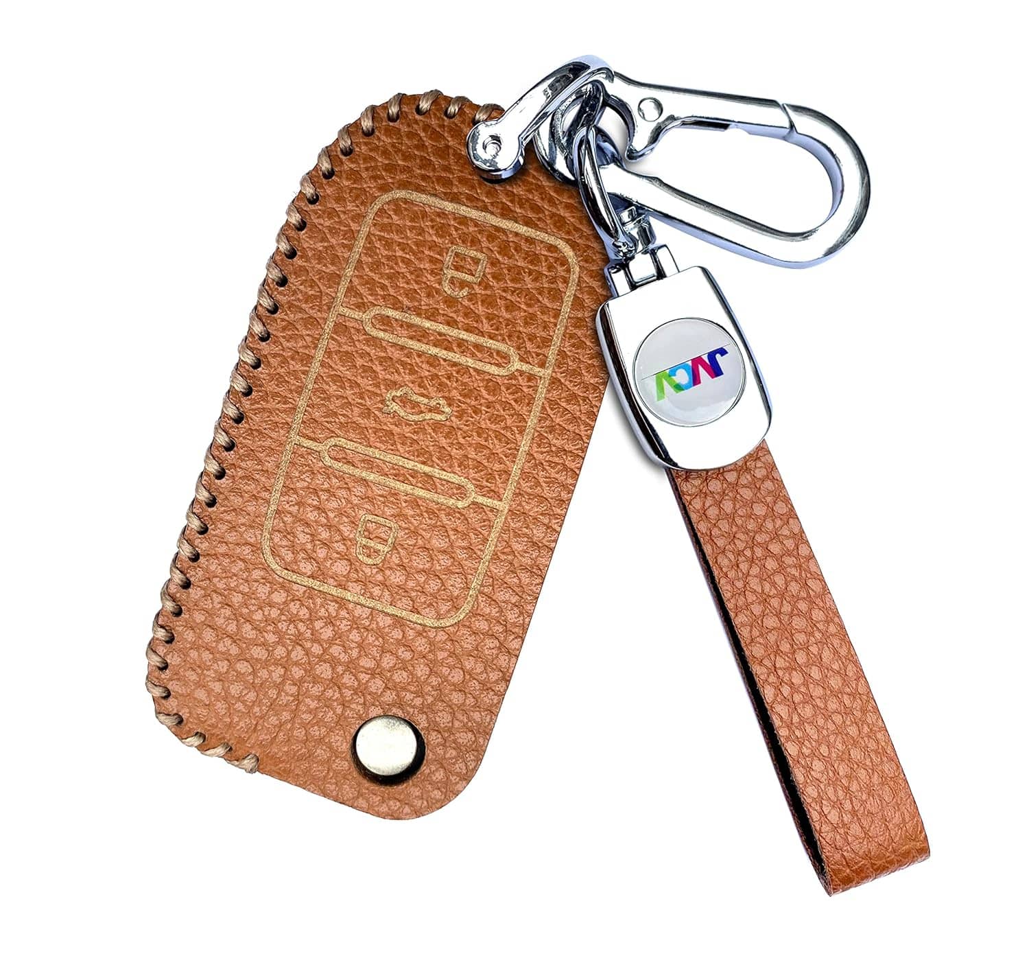 Soft Handmade Lychee Pattern Leather Key Cover Compatible with Volkswagen Polo Vento Jetta Ameo Passat and Skoda Rapid Laura Superb Octavia Fabia Yeti Folding Key