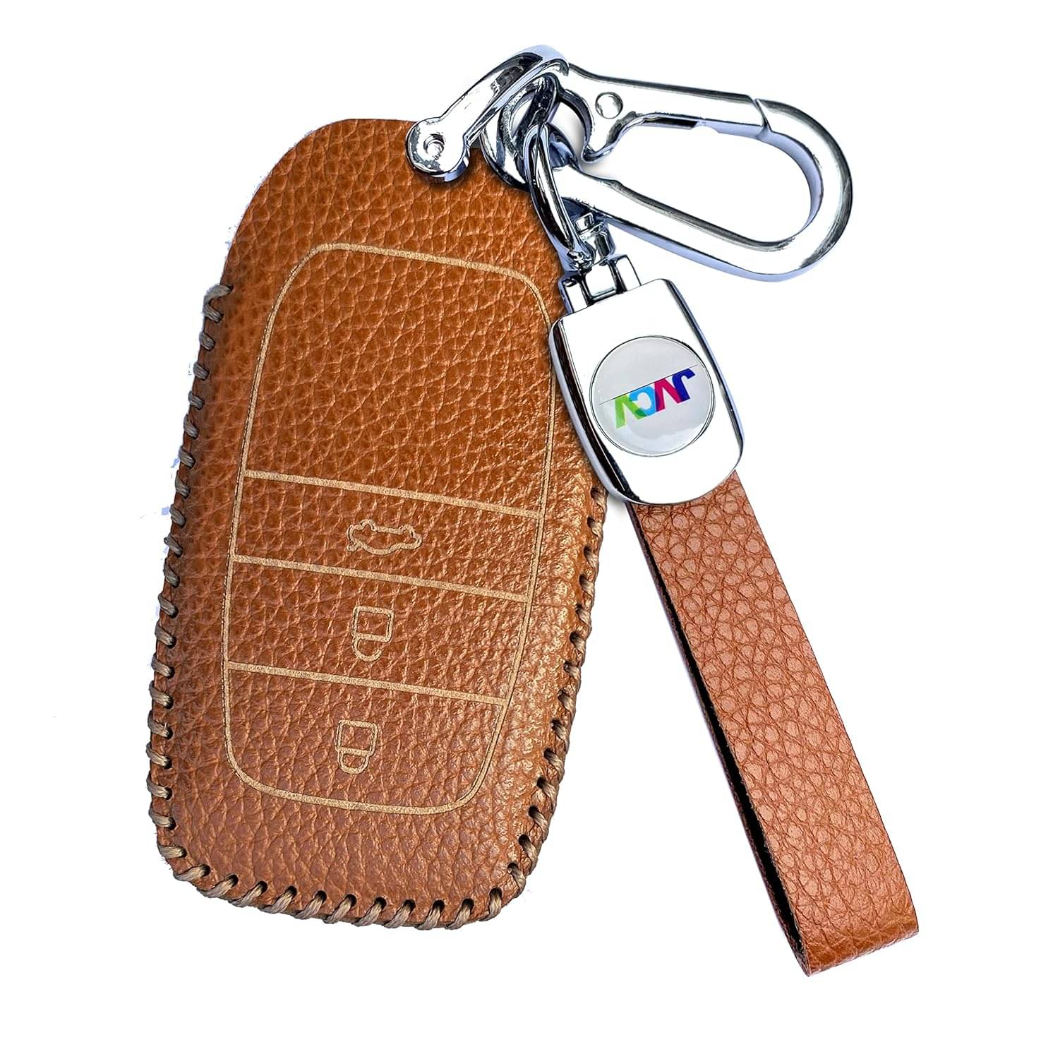    			Soft Handmade Lychee Pattern Leather Key Cover Compatible with Toyota Innova Crysta Fortuner Legender Hycross Hilux Land Cruiser 3 Button Smart Key