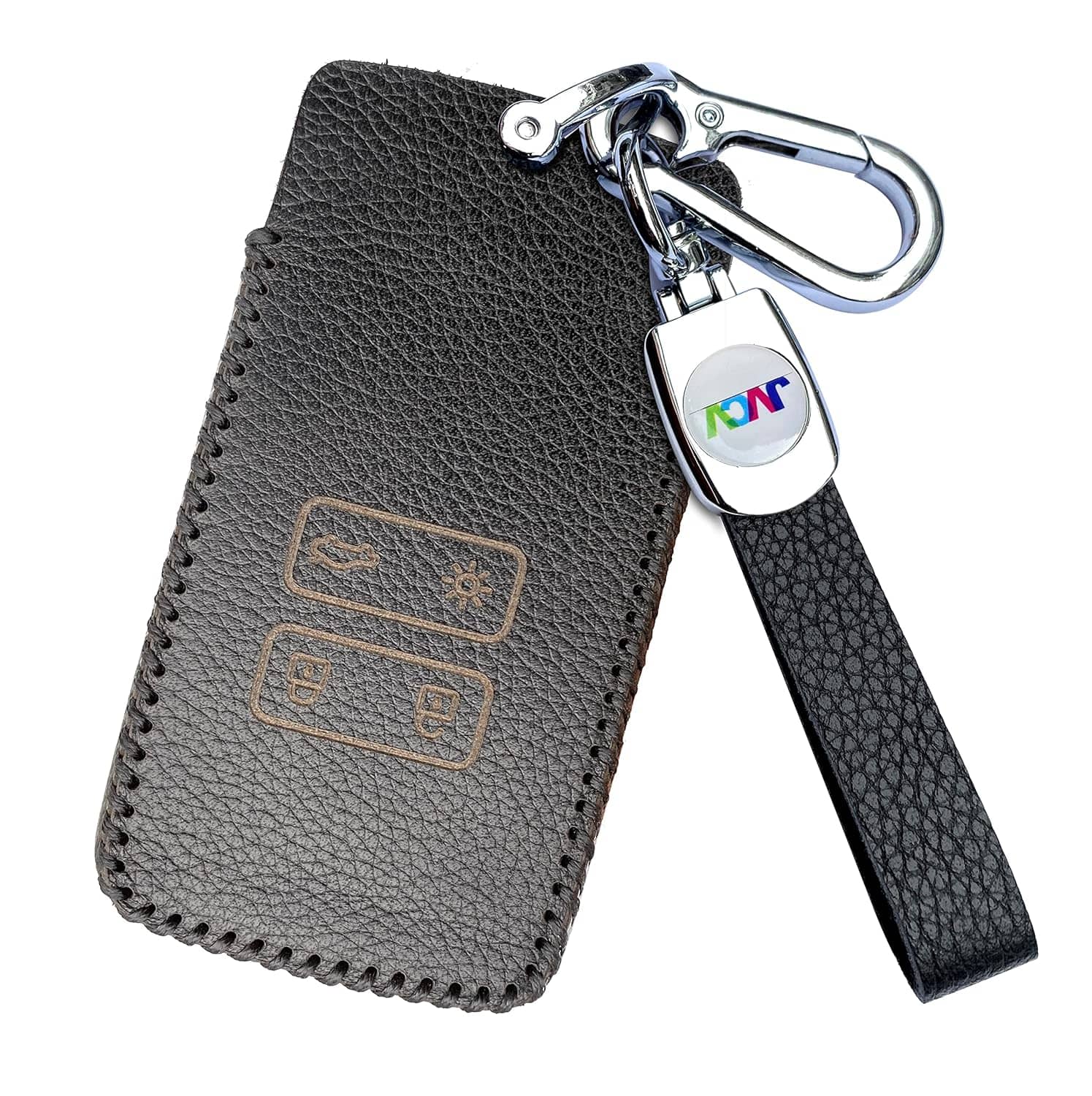 Soft Handmade Lychee Pattern Leather Key Cover Compatible with Renault Kiger Triber Smart Key