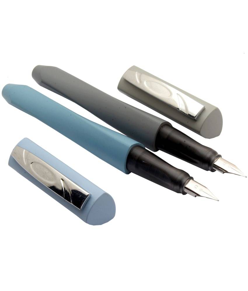     			Srpc Set Of 2 Twist Shaped Body Dualtone Colors Fountain Pens With Chrome Clip
