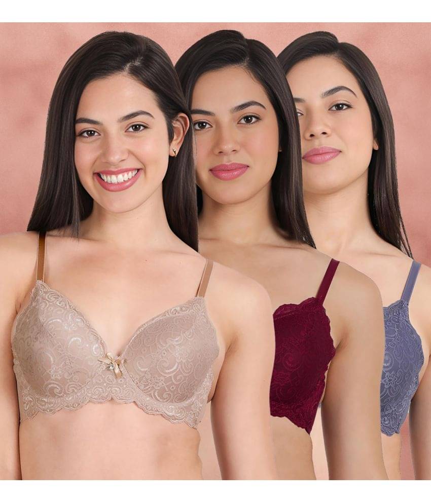 Susie Pack of 3 Nylon Women's Push Up Bra ( Multicolor ) susi-c3b-1454     			Susie Pack of 3 Nylon Women's Push Up Bra ( Multicolor ) susi-c3b-1454