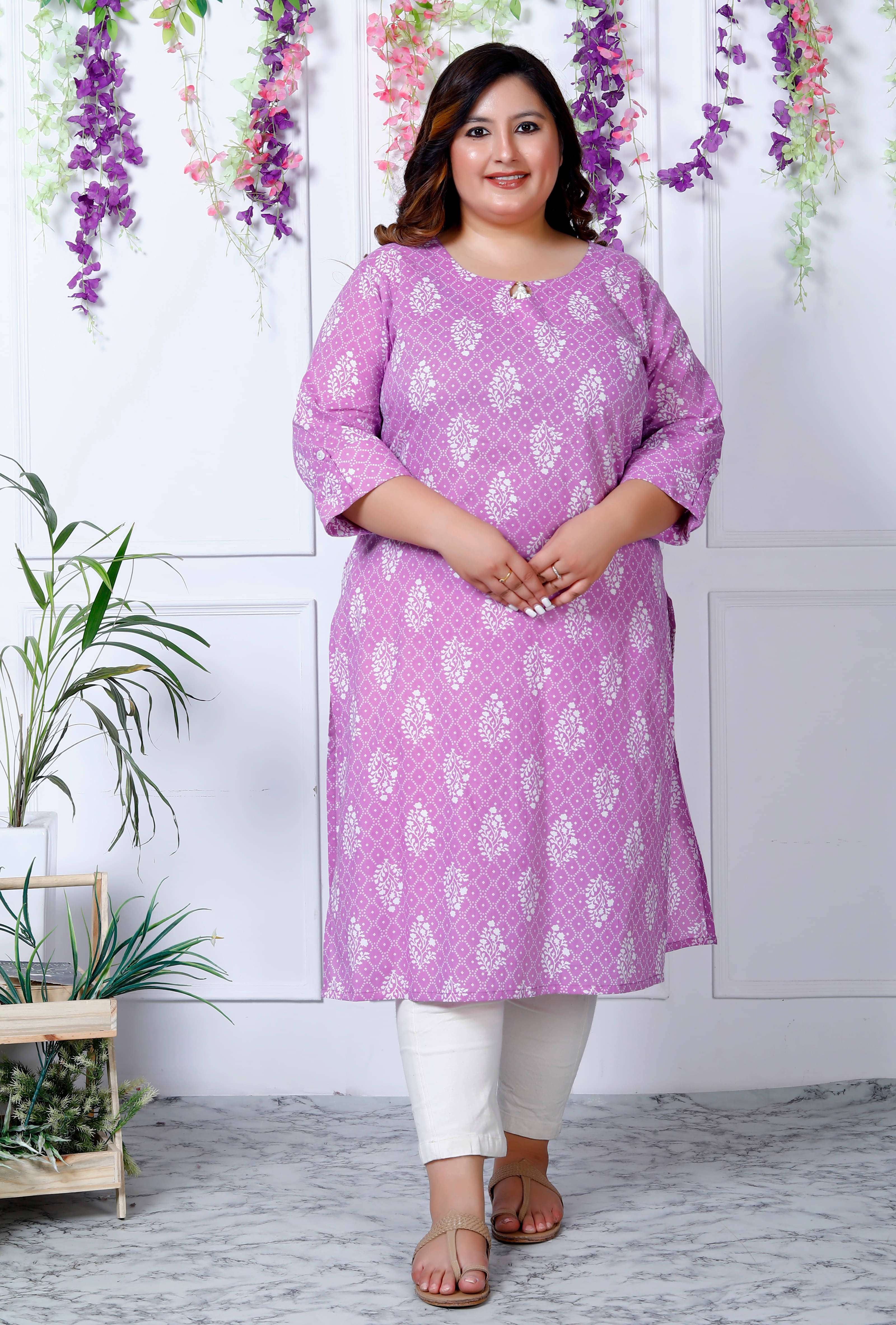 Swasti Cotton Printed Straight Women's Kurti - Purple ( Pack of 1 ) Swasti Cotton Printed Straight Women's Kurti - Purple ( Pack of 1 )