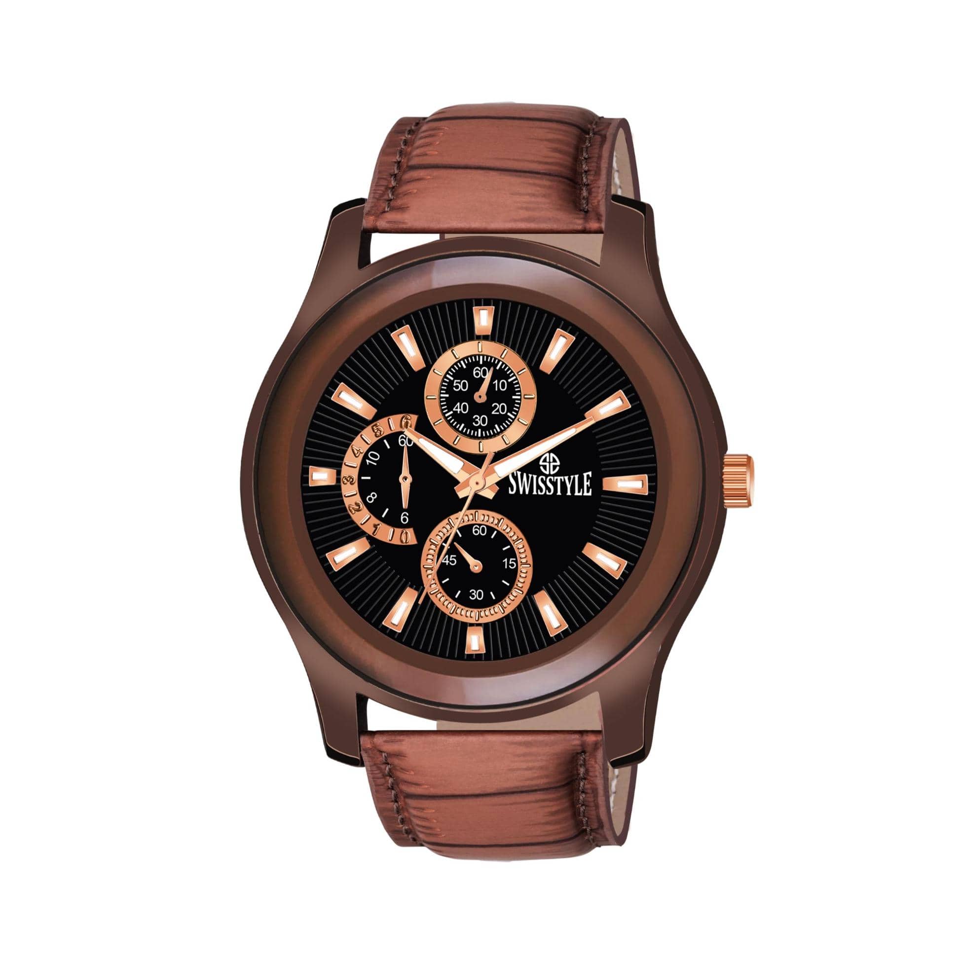 Swisstyle Brown Leather Analog Men's Watch
