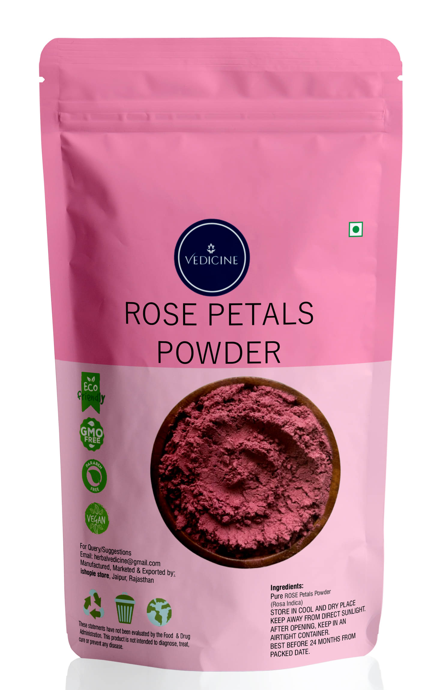     			Vedicine Natural Rose Petal Powder for Face Care and Skin Care (100 g)