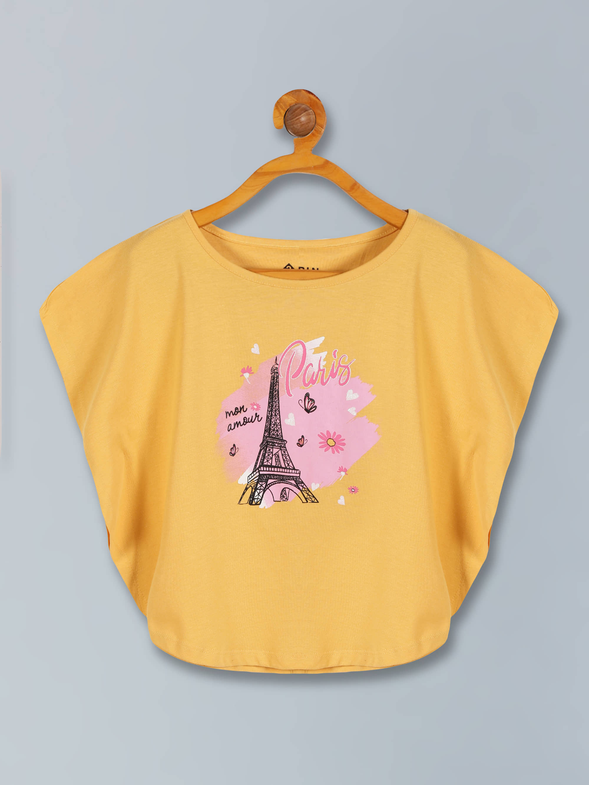 3PIN Pack of 1 Girls Viscose Top ( Yellow )