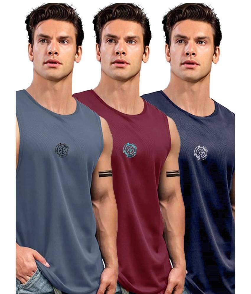 AUSK Pack of 3 Polyester Gym Vest For Men ( Grey ) AUSK Pack of 3 Polyester Gym Vest For Men ( Grey )
