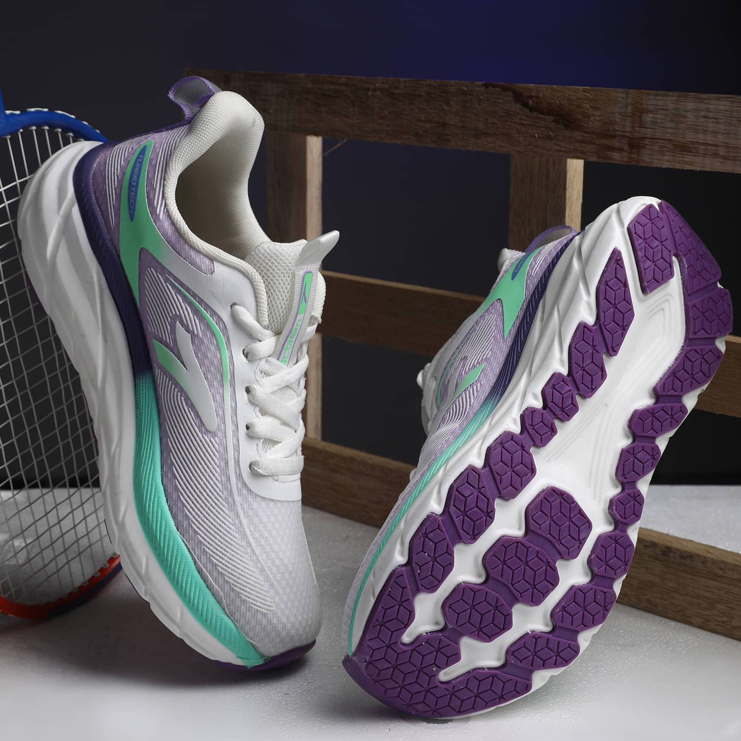     			Action - White Women's Running Shoes