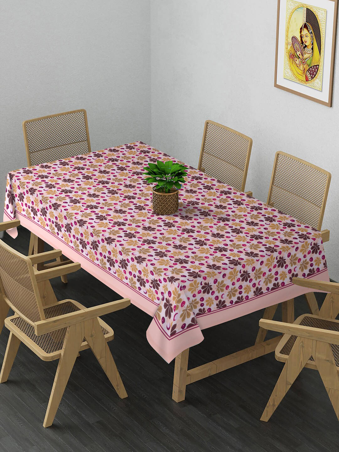     			Alina Decor Printed Polyester 6 Seater Rectangle Table Cover ( 137 x 102 ) cm Pack of 1 Multi