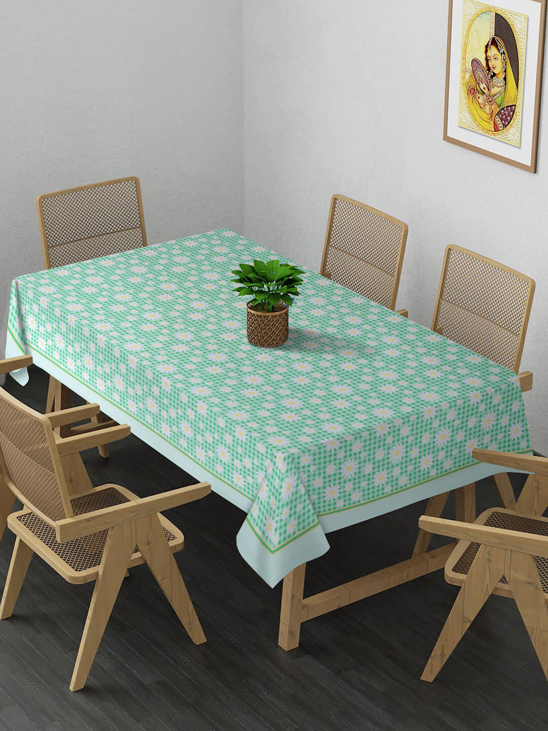 Alina Decor Printed Polyester 6 Seater Rectangle Table Cover ( 142 x 101 ) cm Pack of 1 Multi