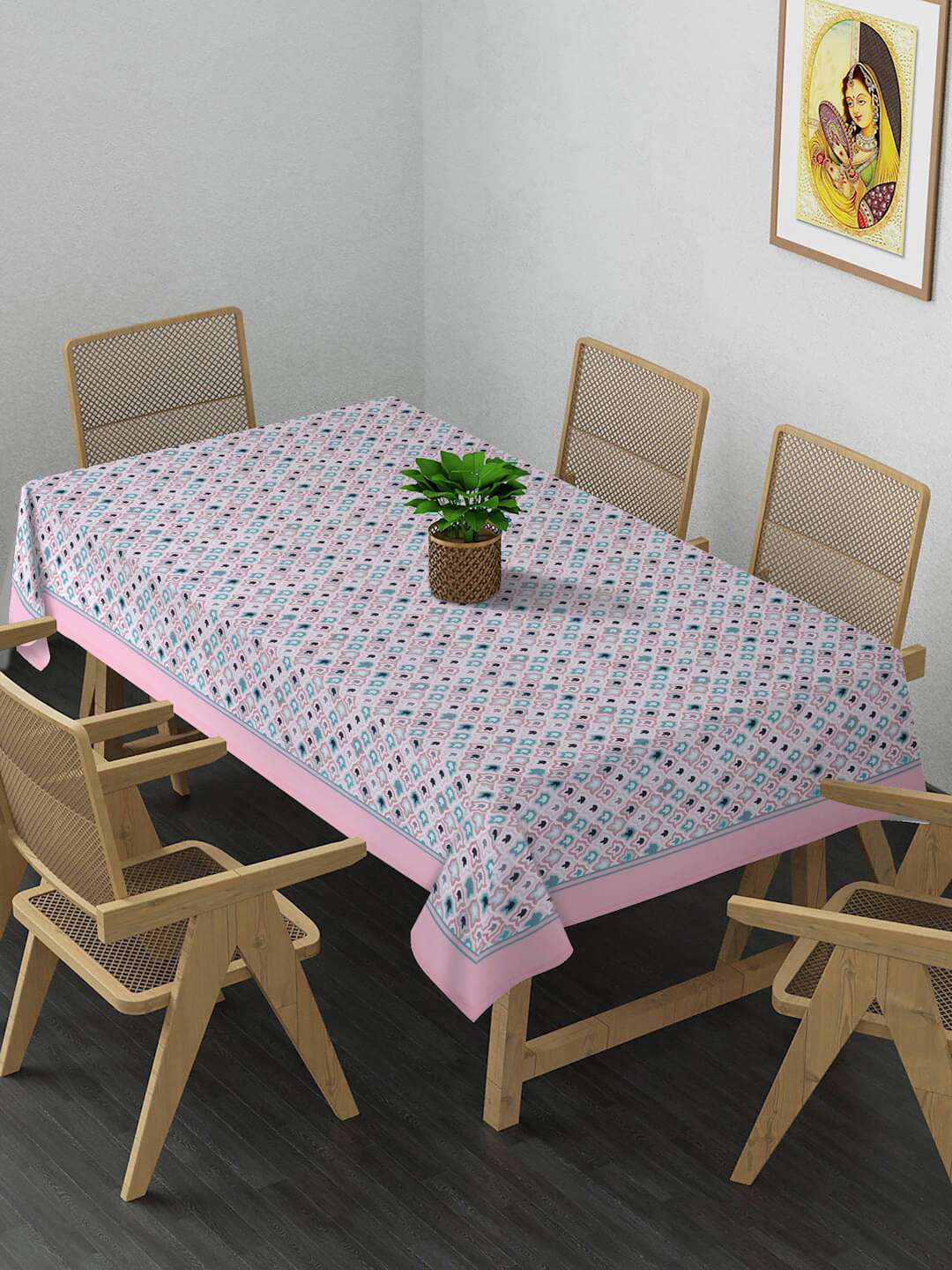     			Alina Decor Printed Polyester 6 Seater Rectangle Table Cover ( 137 x 102 ) cm Pack of 1 Multi