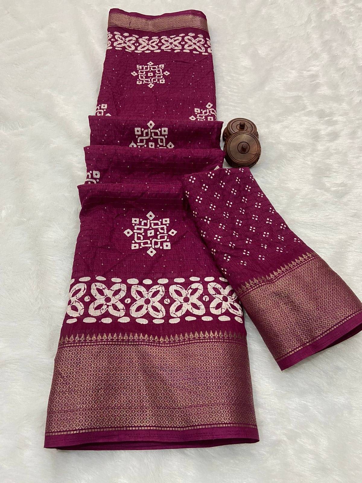 Bhuwal Fashion Art Silk Printed Saree With Unstitched Blouse Piece ( Magenta ) Bhuwal Fashion Art Silk Printed Saree With Unstitched Blouse Piece ( Magenta )