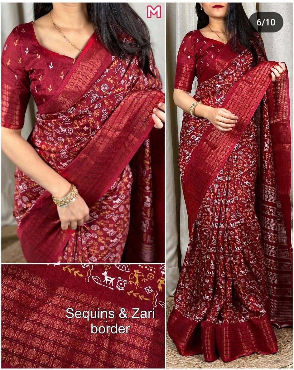 Bhuwal Fashion Art Silk Printed Saree With Unstitched Blouse Piece ( Multicolor ) - Sarees | Buy online on ZillyBuy