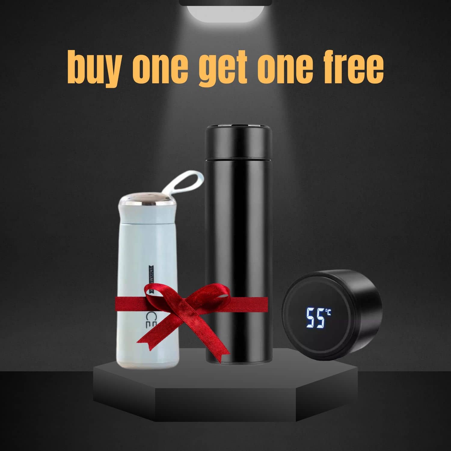 Brite WATER BOTTLE Black Steel Water Bottle 500 mL ( Set of 2 )