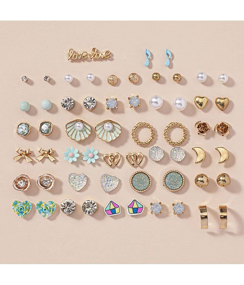 FASHION FRILL Golden Stud Earrings ( More Than 10 ) - Earrings | Buy online on ZillyBuy