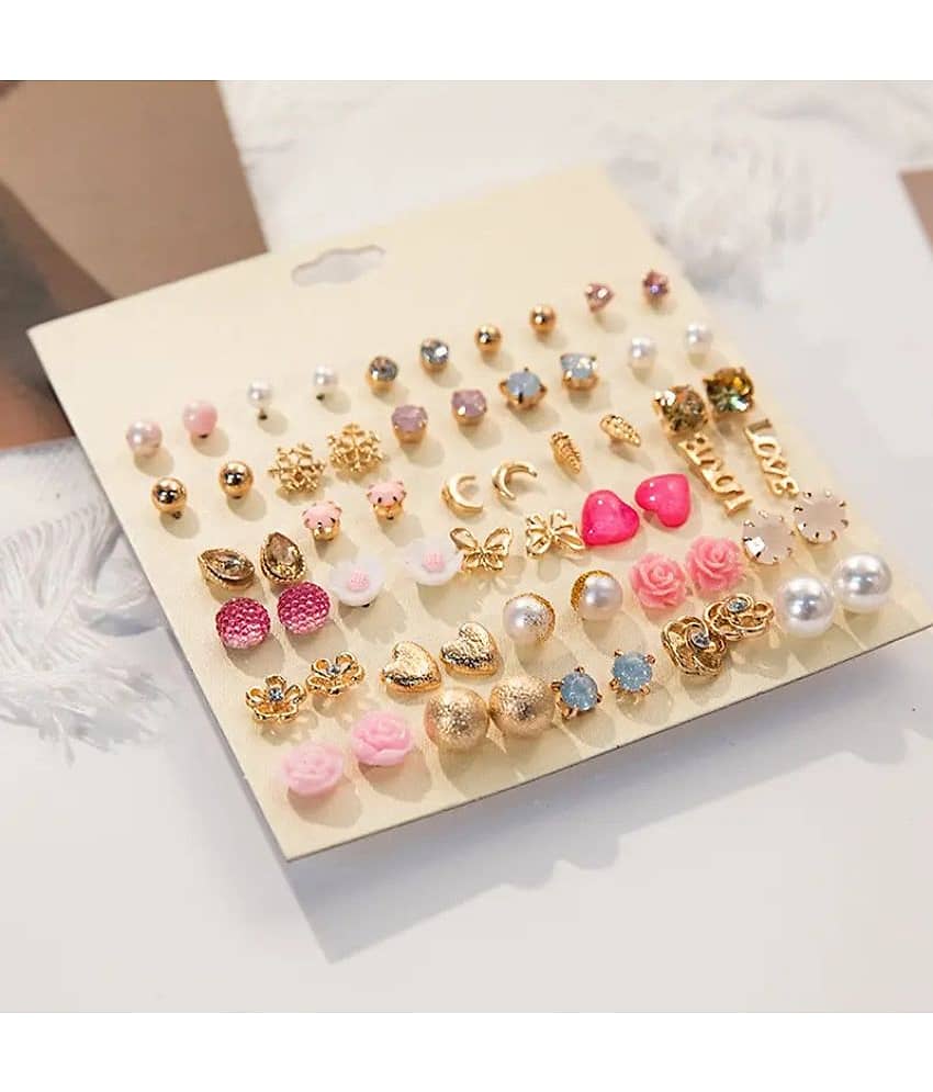 FASHION FRILL Multi Color Stud Earrings ( More Than 10 ) - Earrings | Buy online on ZillyBuy