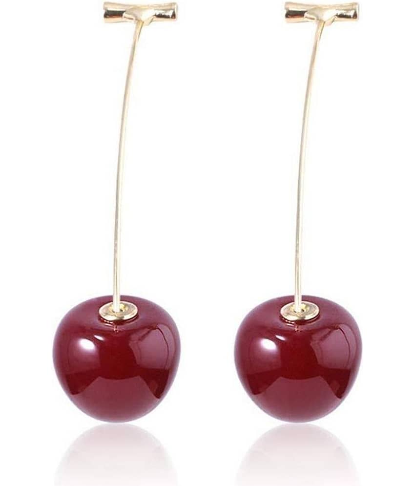 FASHION FRILL Red Drop Earrings ( Pack of 1 ) - Earrings | Buy online on ZillyBuy