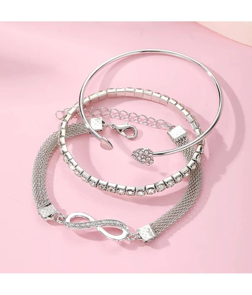 FASHION FRILL Silver Bracelet ( Pack of 3 ) - Bangles & Bracelets | Buy online on ZillyBuy