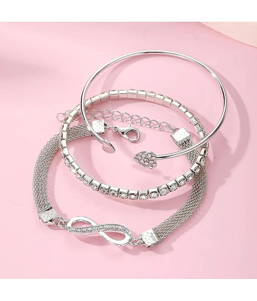 FASHION FRILL Silver Bracelet ( Pack of 3 ) - Bangles & Bracelets | Buy online on ZillyBuy