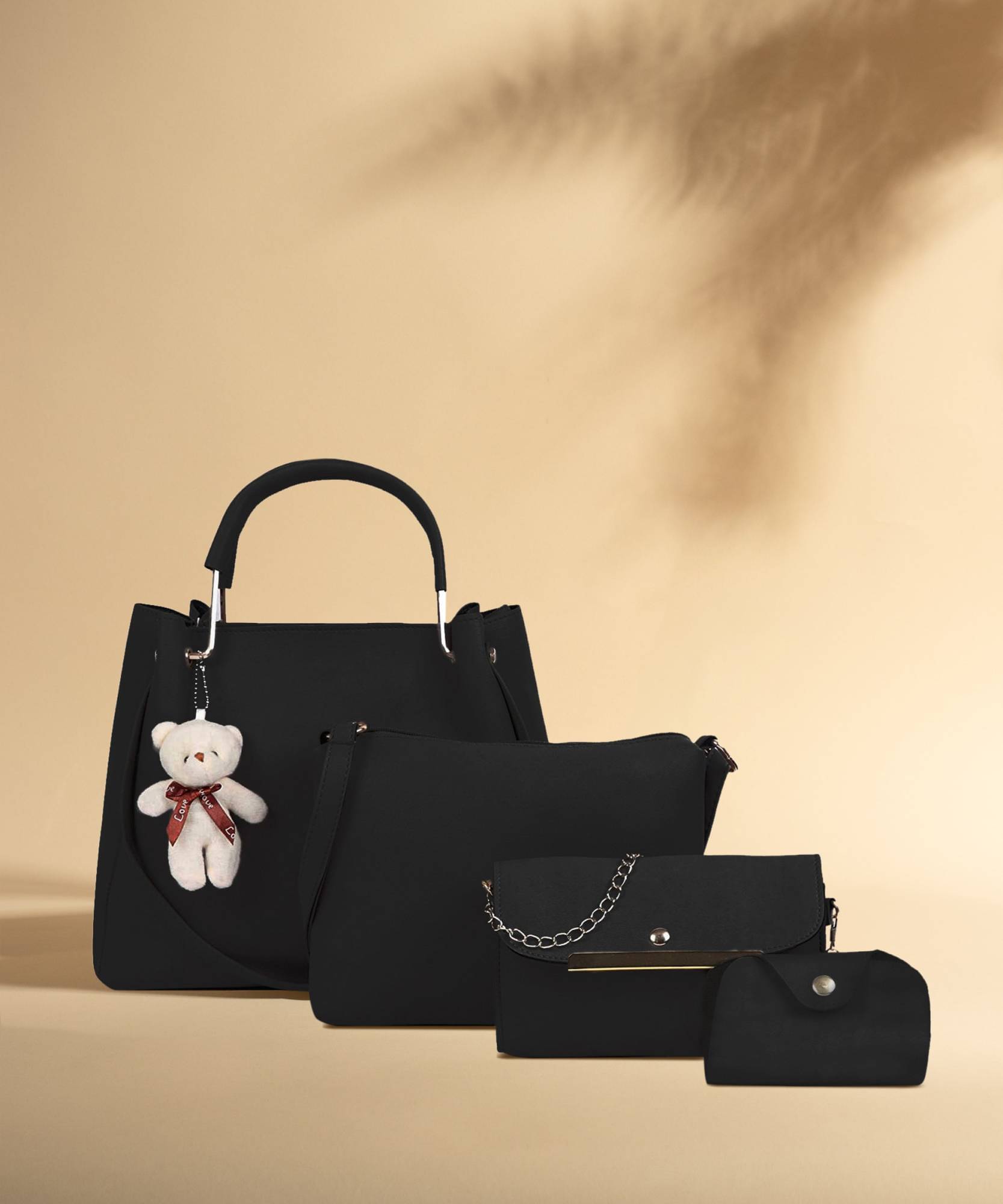     			Fargo Black Faux Leather Handheld