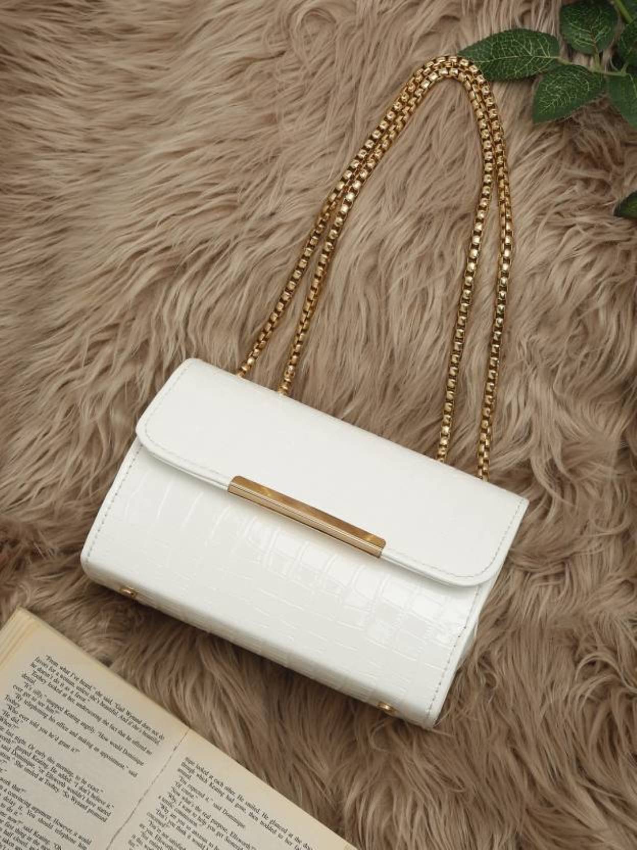     			Fargo White PU Sling Bag