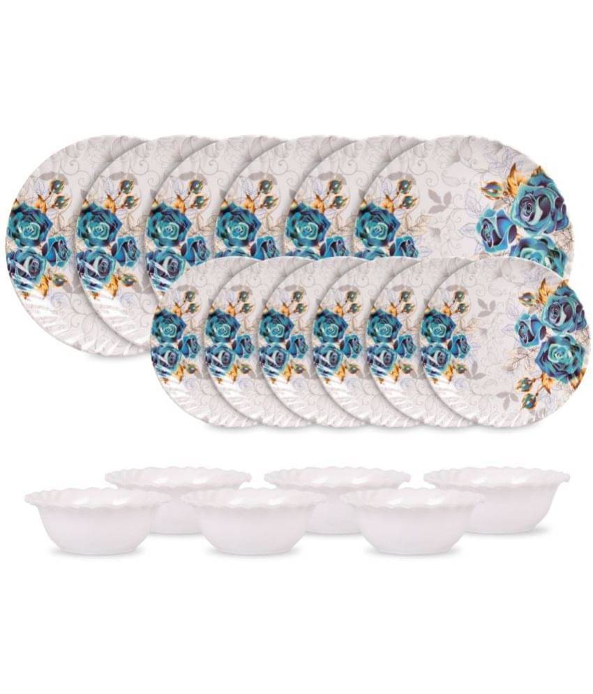     			HomePro R L Plate and Bowl Set of 18 Blue Melamine Dinner Set ( Pack of 12 )