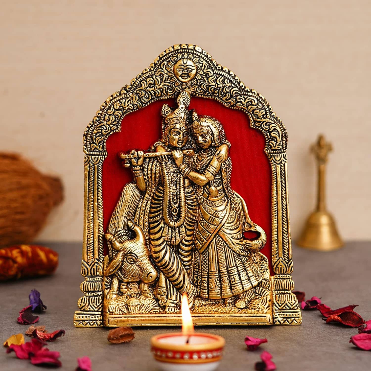 JaipurCrafts Aluminium Radha Krishna Idol ( 20.3 cm )