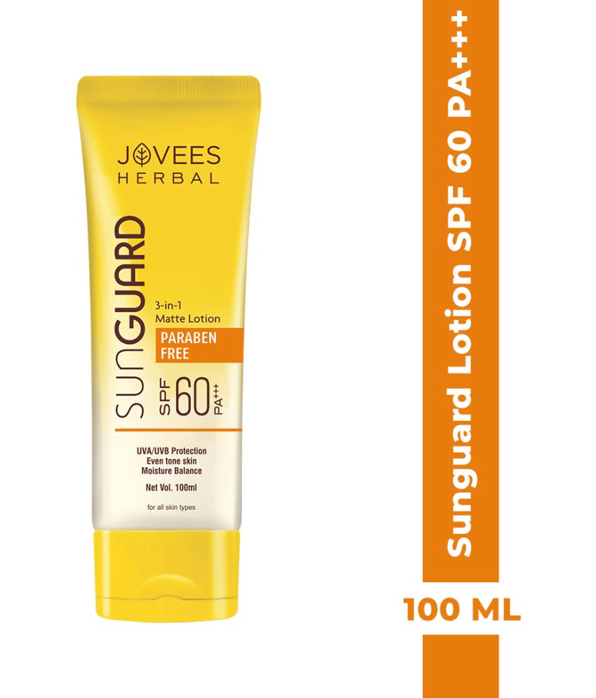 Jovees Herbal Sun Guard Lotion SPF 60 PA+++ 3 in 1, Even Tone Skin For All Skin 100ml (Pack of 1)