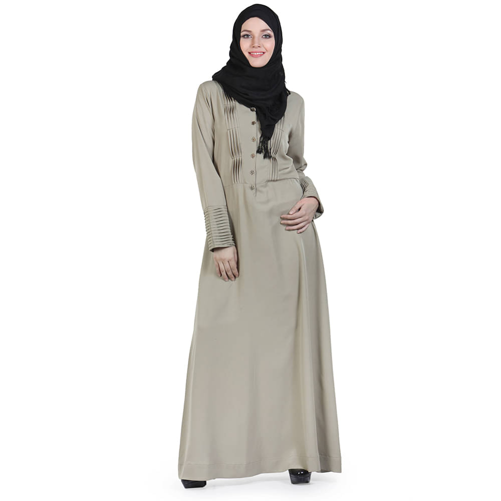     			Momin Libas Beige Polyester Stitched Burqas without Hijab -