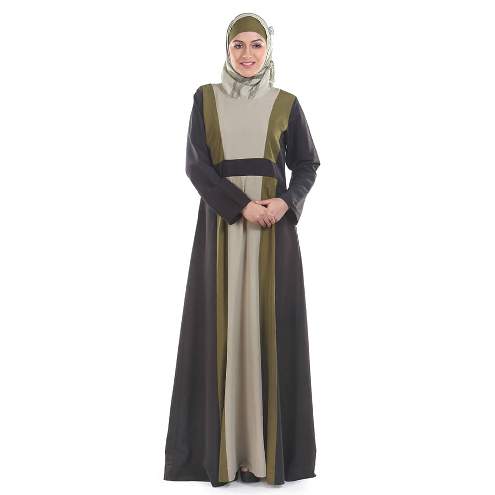    			Momin Libas Beige Polyester Stitched Burqas without Hijab -