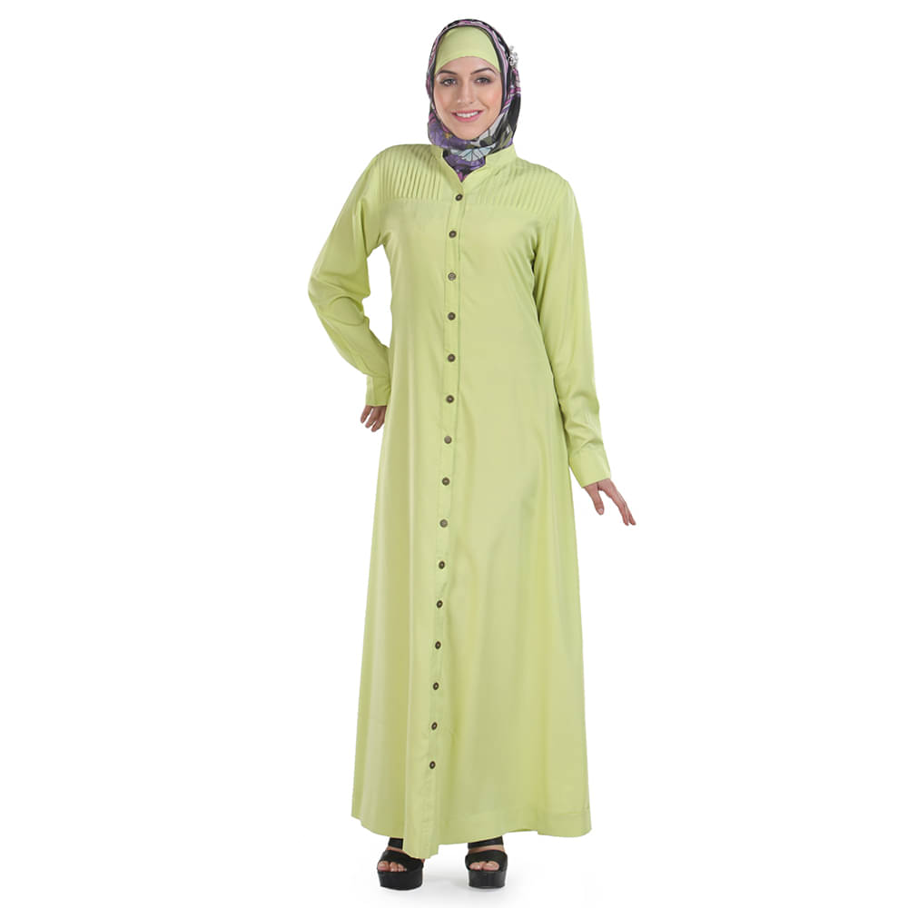     			Momin Libas Yellow Polyester Stitched Burqas without Hijab -