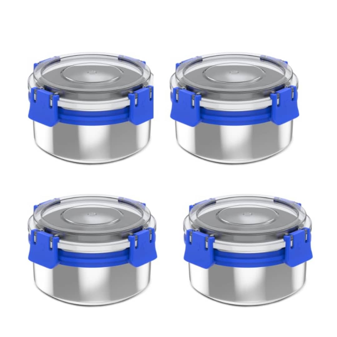 Mumma's Life ‎Smart lock box Steel Blue Food Container ( Set of 4 )