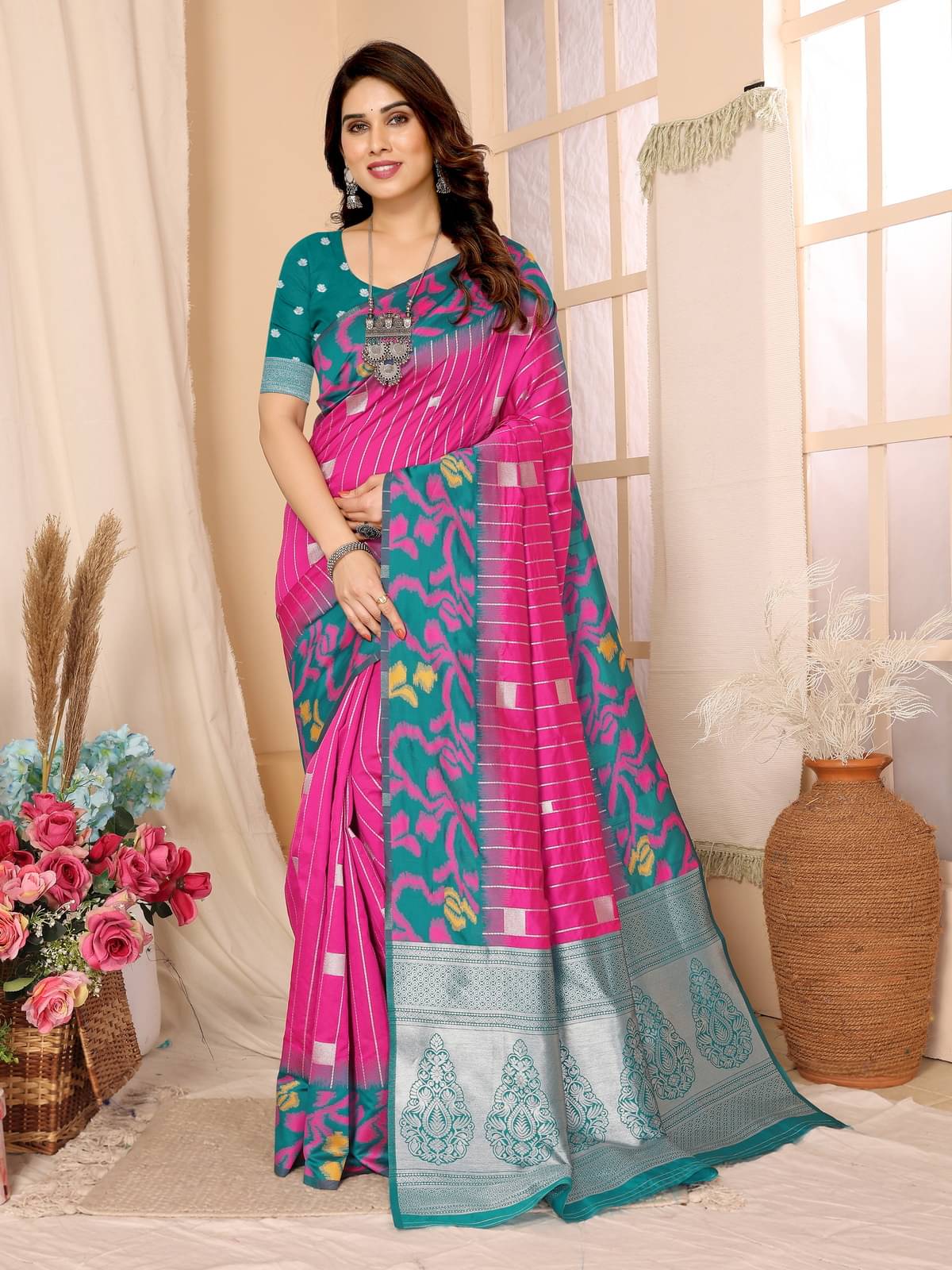 NightBlue Banarasi Silk Self Design Saree With Unstitched Blouse Piece ( Pink ) NightBlue Banarasi Silk Self Design Saree With Unstitched Blouse Piece ( Pink )